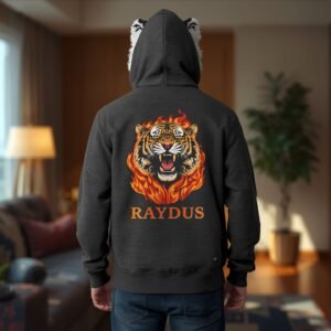 Alternative view of Black Zipper Hoodie – Tiger Edition